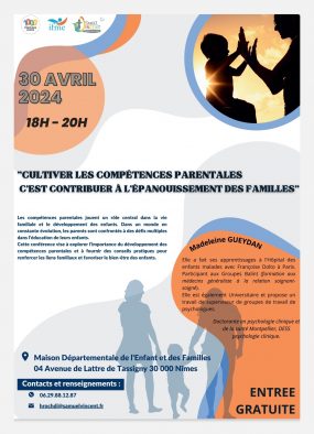affiche conférence parentalité IFME Camuel VIncent 30 avril 2024